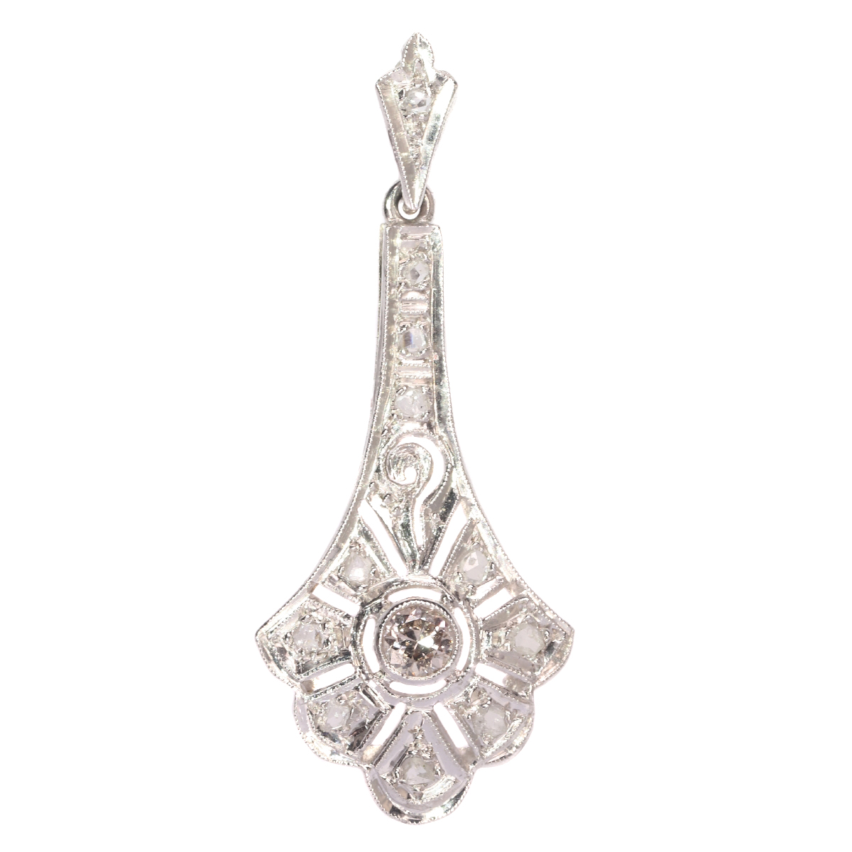 White gold Art Deco diamond pendant